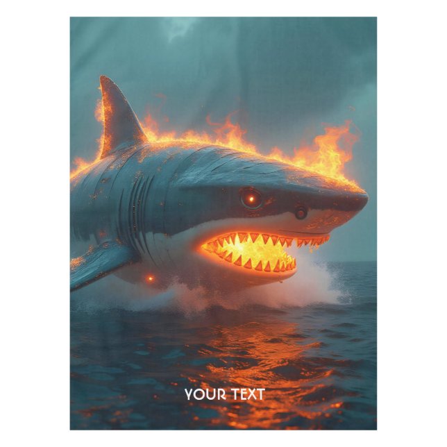 Toalha De Mesa Fantasy Cute Fire Shark Sea (Frente)