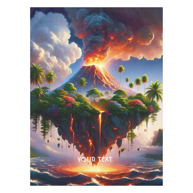 Toalha De Mesa Fantasy Cute Island With Volcano (Frente)