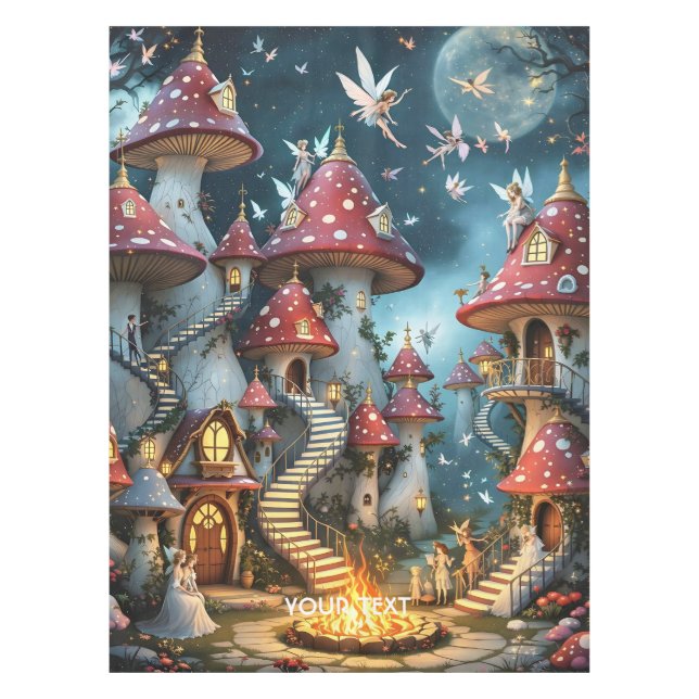 Toalha De Mesa Fantasy Cute Mushroom Forest Reino (Frente)