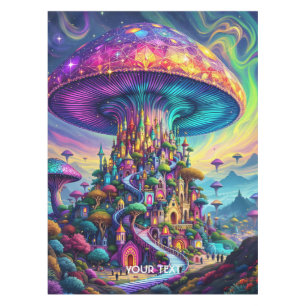 Toalha De Mesa Fantasy Cute Mushroom Rainbow Skies