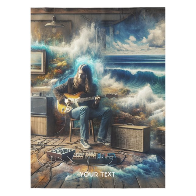Toalha De Mesa Fantasy Cute Music Guitar Ocean (Frente)