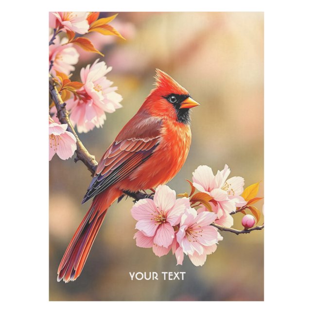 Toalha De Mesa Fantasy Cute Red Bird Cherry (Frente)