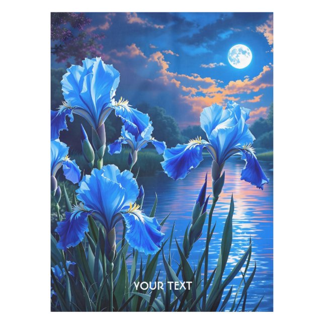 Toalha De Mesa Fantasy Cute River Blue Irises (Frente)