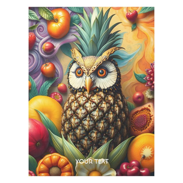 Toalha De Mesa Fantasy Cute Serene Pineapple Owl (Frente)