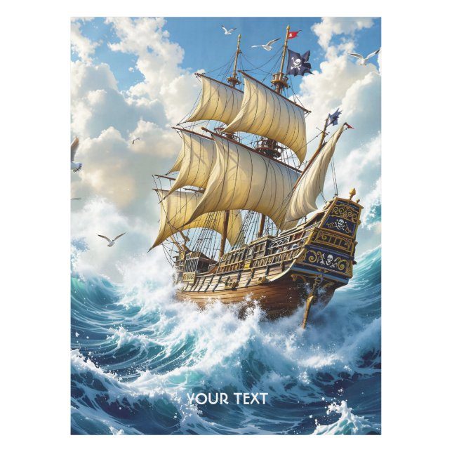 Toalha De Mesa Fantasy Cute Ship Storm (Frente)