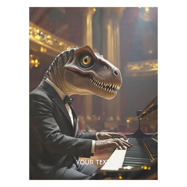 Toalha De Mesa Fantasy - Cute T-rex Tocando Piano (Frente)