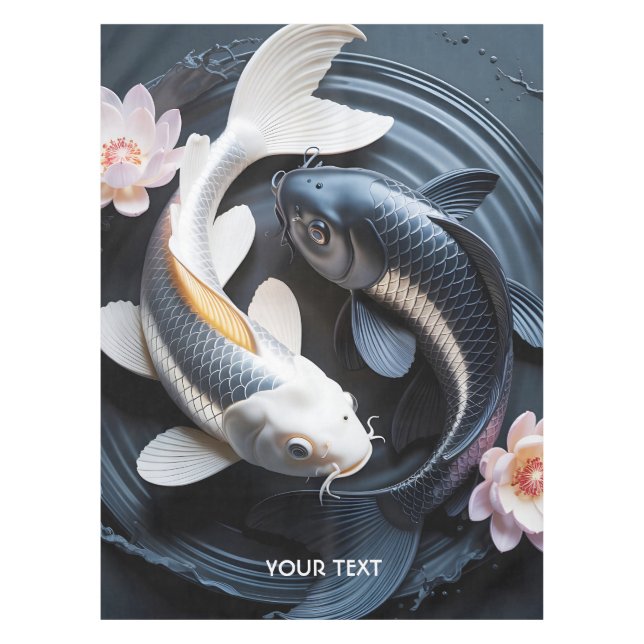 Toalha De Mesa Fantasy Cute Two Koi Fish (Frente)