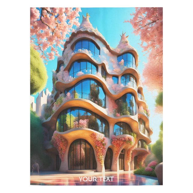 Toalha De Mesa Fantasy Cute Vivid Casa do Modernismo Espanhol (Frente)