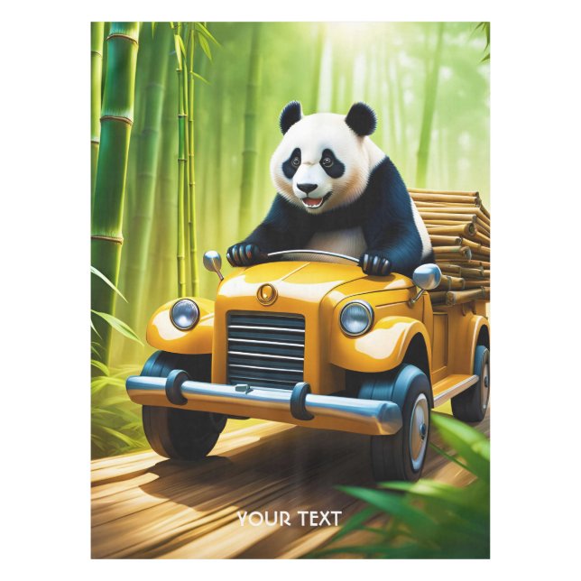 Toalha De Mesa Fantasy Cute Vivid Panda Bamboo Carro (Frente)