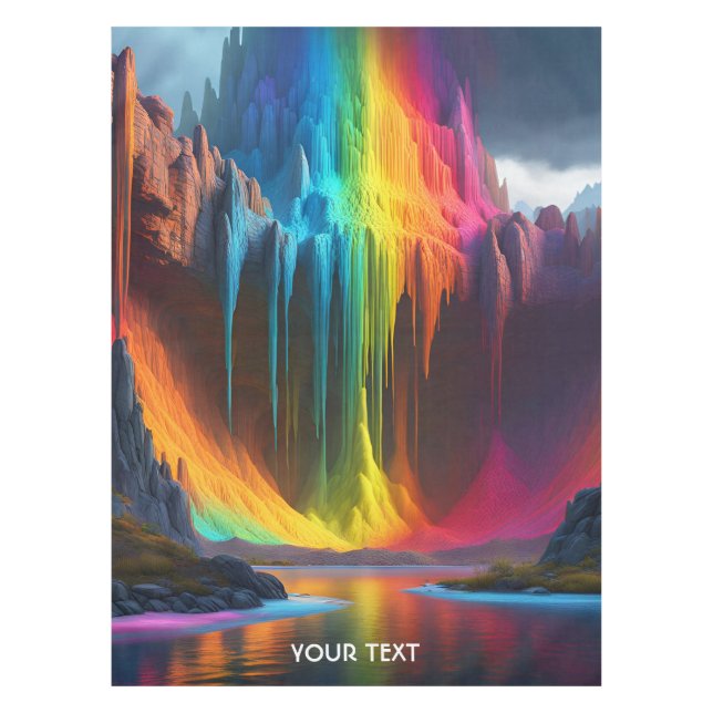 Toalha De Mesa Fantasy Cute Vivid Rainbow Derreter Waterfall (Frente)