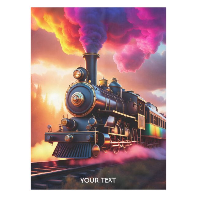 Toalha De Mesa Fantasy Cute Vivid Rainbow Steampunk Train (Frente)