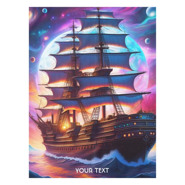 Toalha De Mesa Fantasy Cute Vivid Ship Sea Space (Frente)