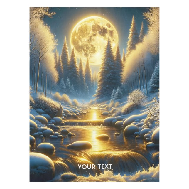 Toalha De Mesa Fantasy Cute Winter Moon River (Frente)