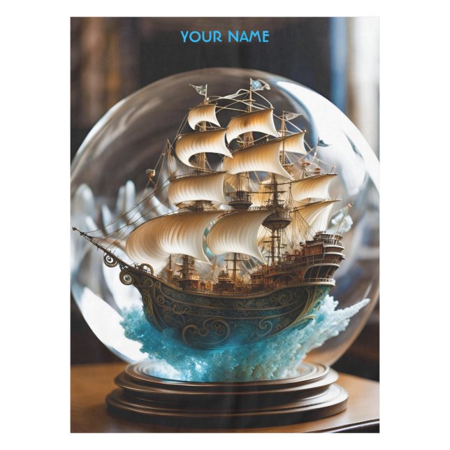Toalha De Mesa Fantasy - Esfera de Vidro de Nave Gelada (Frente)