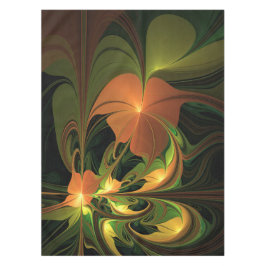 Toalha De Mesa Fantasy Plant Abstrato Green Rust Brown Fractal
