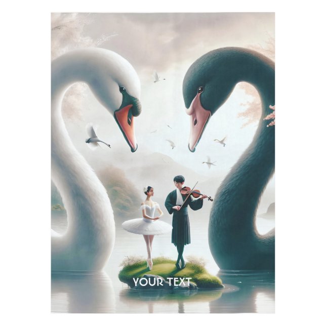 Toalha De Mesa Fantasy White Swans Bonitos (Frente)