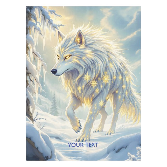 Toalha De Mesa Fantasy White Wolf Winter (Frente)