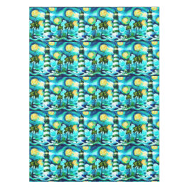 Toalha De Mesa Farol tropical e Palmeiras Verdes