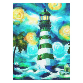 Toalha De Mesa Farol tropical e Palmeiras Verdes