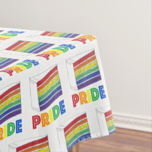 Toalha De Mesa Fatia de Bolo de Casamento da Camada Arco-Íris Org