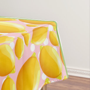 Toalha De Mesa Fatia de Limão Fofo Bolinhas e Chevron Amarelo