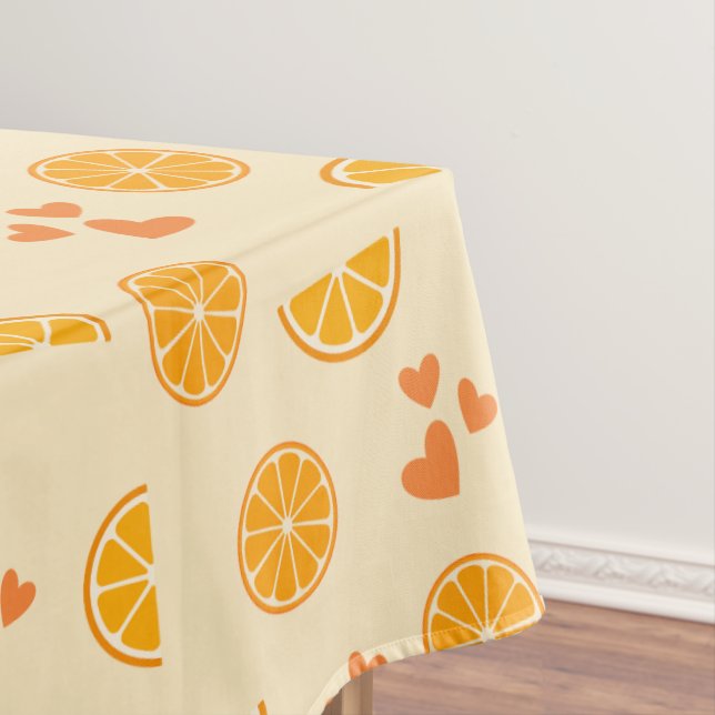 Toalha De Mesa Fatias e Corações Laranja (Posição Original)