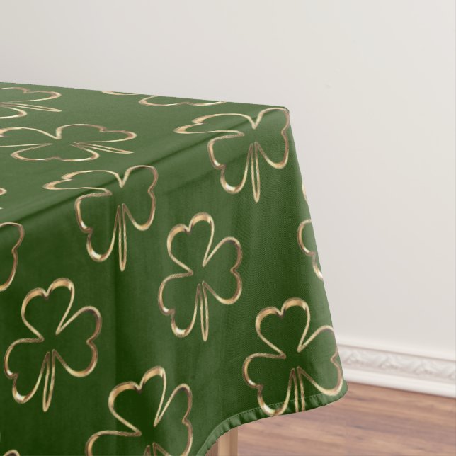 Toalha De Mesa Faux Dourado Clovers Shamrock Green Patterin Irish (Posição Original)