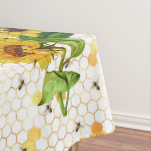 Toalha De Mesa Favo de Mel Dourado de Girassol Colmeia de Abelhas