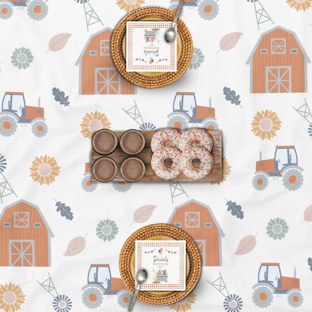 Toalha De Mesa Fazenda Animal Barnyard Patterno Aniversário (Farm Animal Birthday Tablecloth Tractor Barn Pattern)