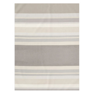 Toalha De Mesa Fazenda listrada de creme e cinza Taupe elegante