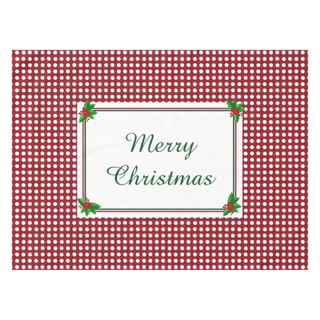 Toalha De Mesa Fecho da Mesa de feriado Holly e Bolinhas (Frente (Horizontal))