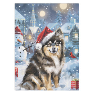 Toalha De Mesa Felicidade natalícia finlandesa Lapphund Winter Wo