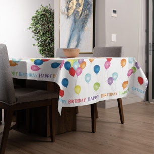 Toalha De Mesa Feliz aniversário Balões Editáveis de Mesa