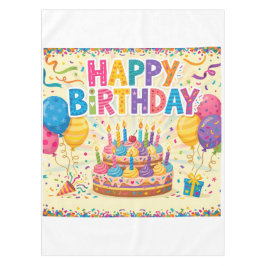 Toalha De Mesa Feliz aniversário cartão brilhante alto em branco