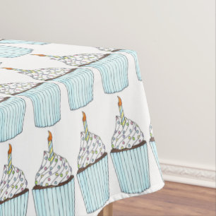 Toalha De Mesa Feliz aniversário Cupcake de Bolo Azul Sprinkles