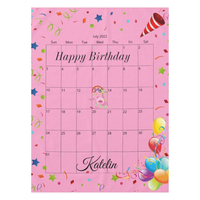 Toalha De Mesa Feliz Aniversário, julho de 2022 Tablecloth (Frente)