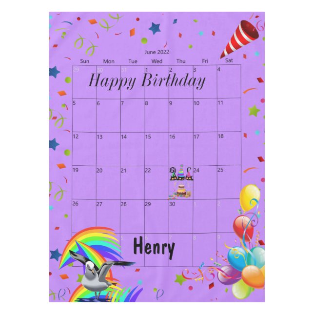 Toalha De Mesa Feliz Aniversário, Junho de 2022 Tablecloth (Frente)