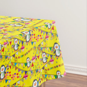 Toalha de Mesa Feliz Aniversário Pinguim