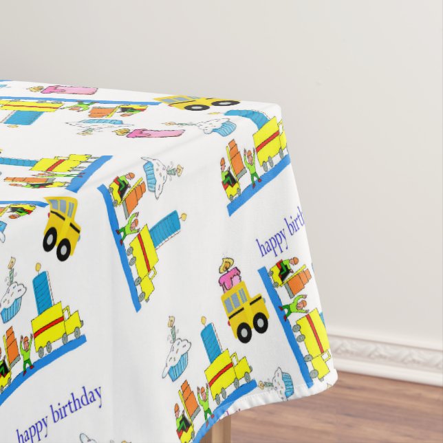 Toalha De Mesa Feliz Aniversário Tablecloth Trucks Bus (Posição Original)