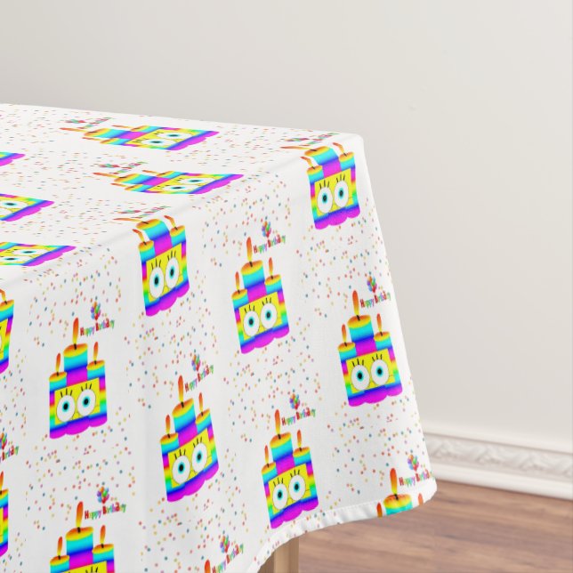 Toalha De Mesa Feliz Aniversário Tablecloth Velas Coloridas (Posição Original)