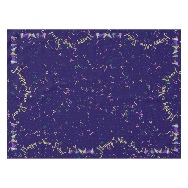 Toalha De Mesa Feliz ano novo Clássico - Confetti e Chapéus de Pa (Frente (Horizontal))