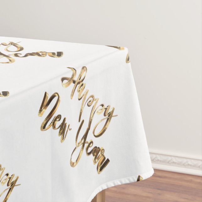 Toalha De Mesa Feliz ano novo Elegante de Script Dourado (Posição Original)