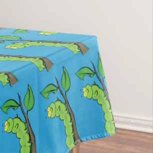 Toalha De Mesa Feliz desenho de cartoon verde da lagarta