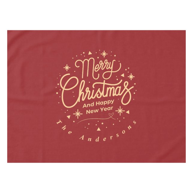 Toalha De Mesa Feliz Feliz ano novo de Natal Vermelho Moderno e D (Frente (Horizontal))