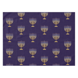 Toalha De Mesa Feliz Hanukkah, menorá judeu de ouro azul