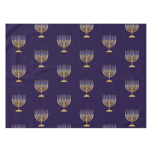 Toalha De Mesa Feliz Hanukkah, menorá judeu de ouro azul