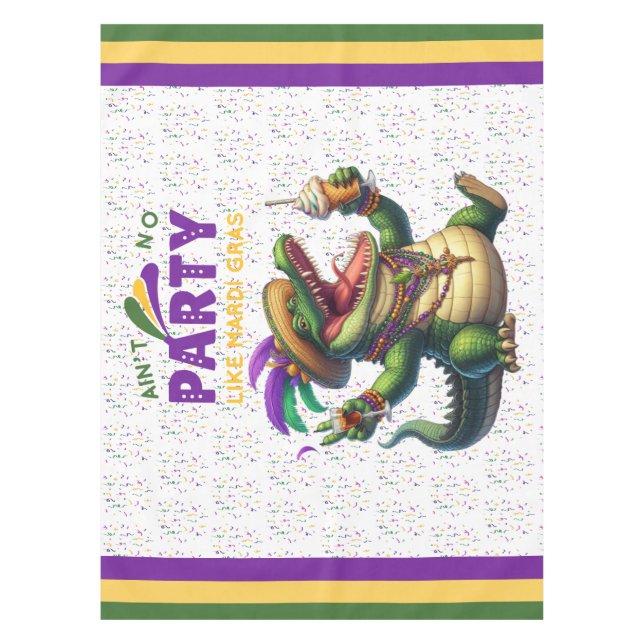 Toalha De Mesa Feliz Mardi Gras Alligator (Frente)