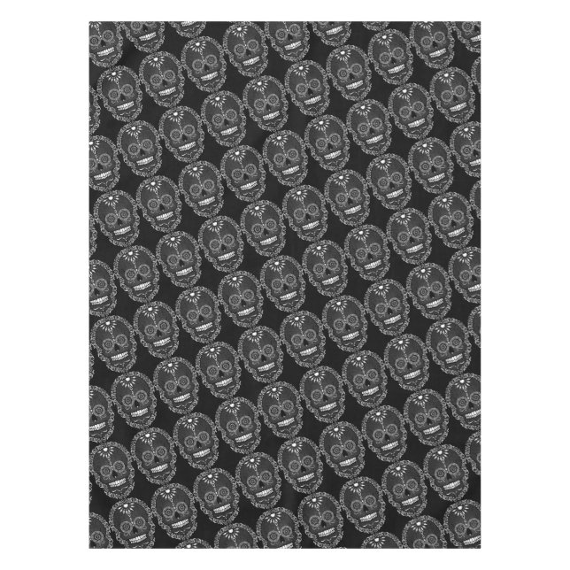 Toalha De Mesa Feliz Muertos - teste padrão festivo do crânio do (Frente)