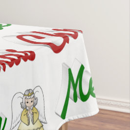 Toalha De Mesa Feliz Natal Angel red script verde