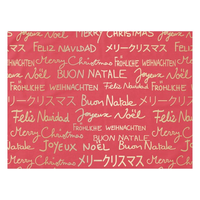 Toalha De Mesa Feliz Natal, diferentes idiomas (Frente (Horizontal))